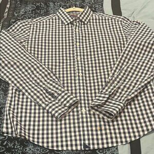 UNTUCKit Men's Gingham Shirt - Navy and White, stylish, nice, size medium